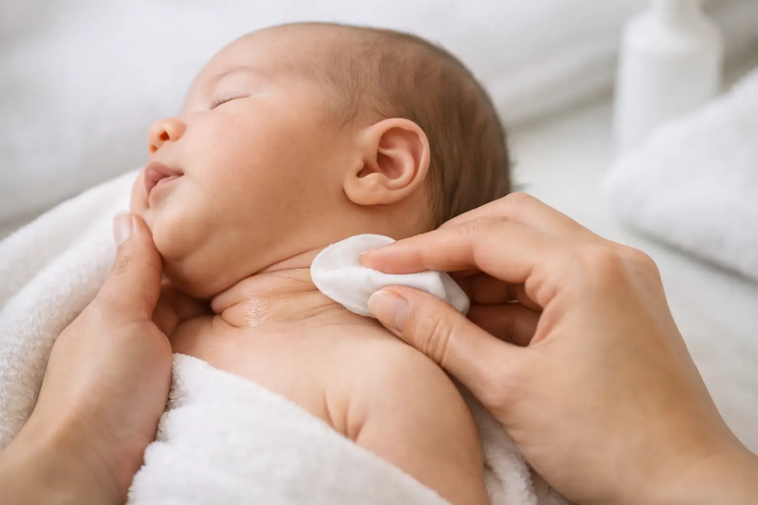 Cleaning Newborn Neck Folds Without Irritation