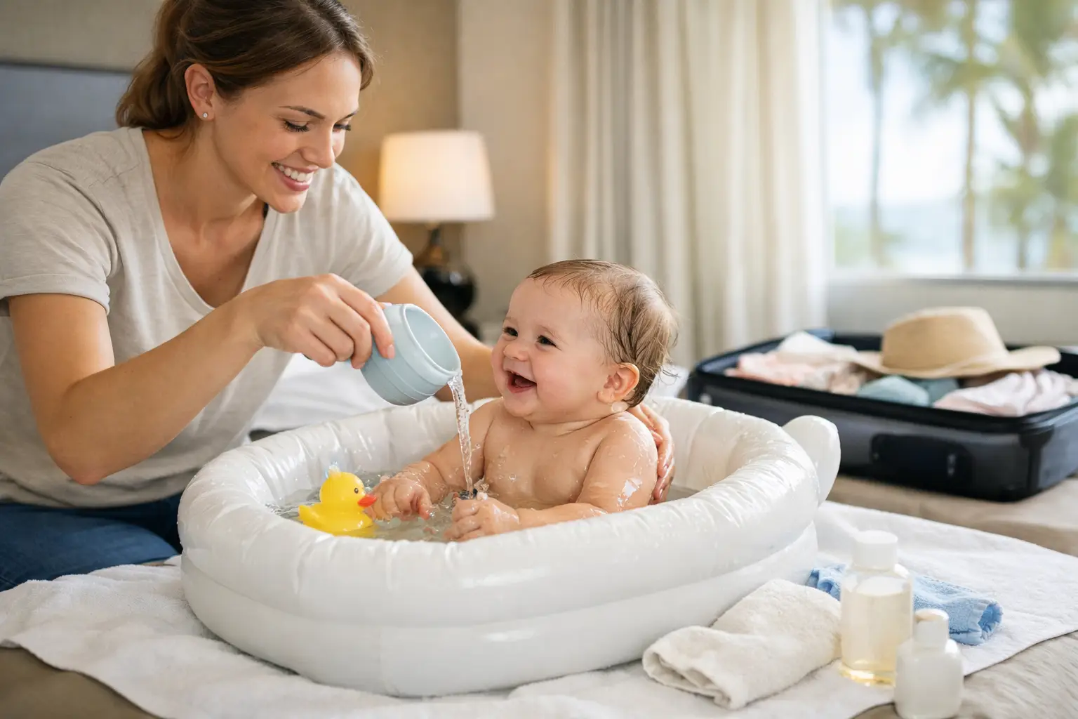 How to Bathe Baby/Toddler While Traveling Safely